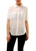 SUNDRY Womens Shirt Button Down Short Sleeve Elegant Soft White Size S - £28.89 GBP
