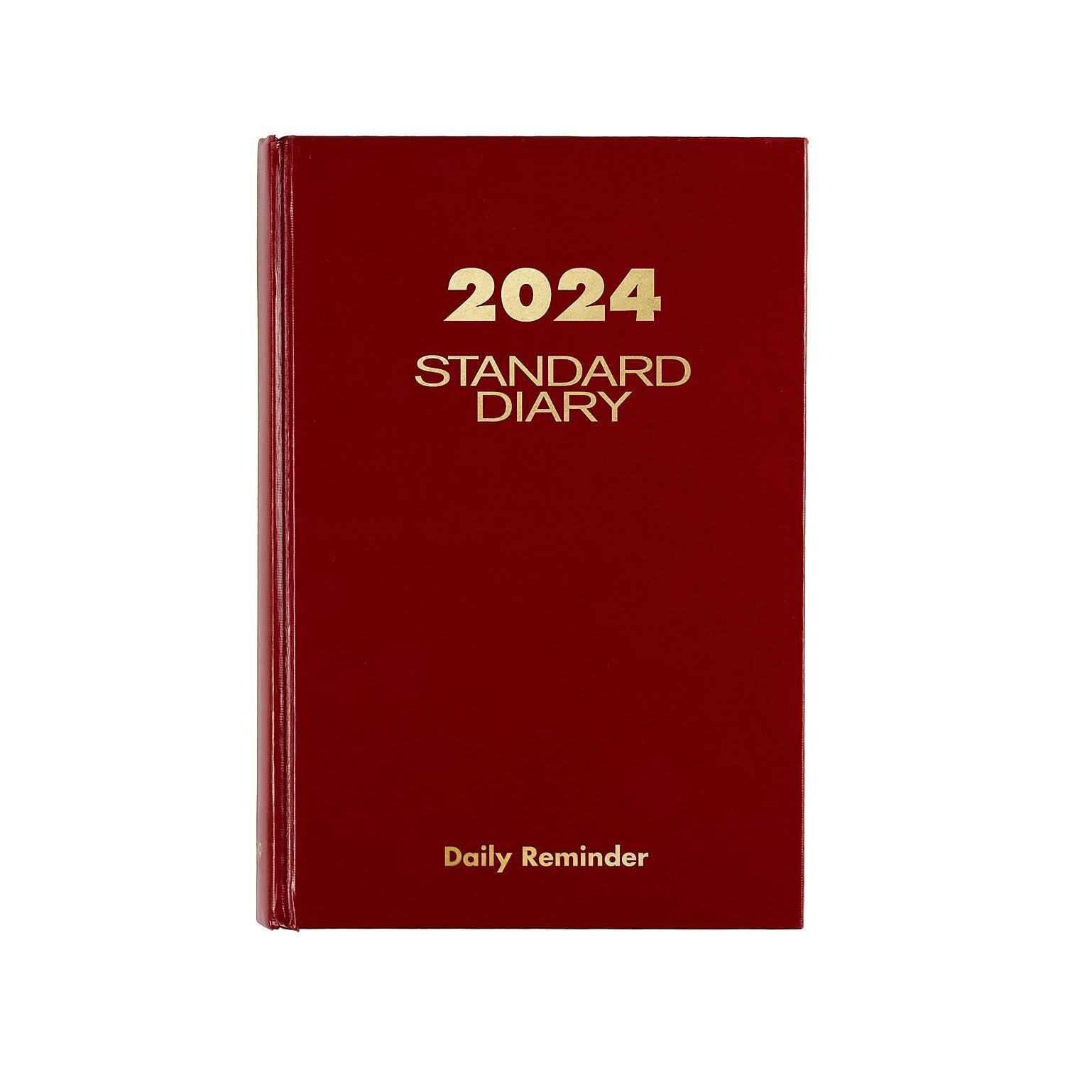 2024 AT-A-GLANCE 5.5" x 8.25" Daily Diary Hardsided Cover Red/Gold (SD389-13-24) - £46.98 GBP
