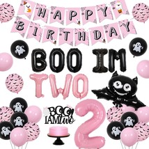 Pink And Black Halloween 2Nd Birthday Decorations Girl, Boo I&#39;M Two Balloon With - $16.99