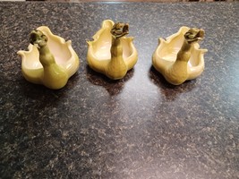 Hull Pottery Ceramic Duck Long Billed Swan Ashtray Trinket Dish Planter Set 3 - $34.64