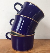 Set 3 Vtg Mikasa Fine China Empire Blue L4551 Gold Porcelain Coffee Mug ... - £31.37 GBP