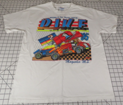 VTG 1995 Sprint Car Racing Men T-Shirt L White Pike County Speedway Outlaws SS - £23.77 GBP