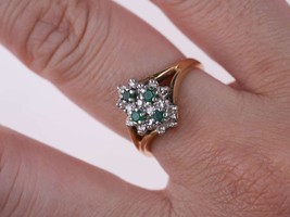Vintage Sz6.5 14k gold diamond emerald ring - £236.52 GBP