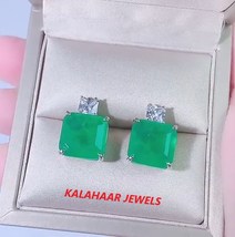 Emerald Earrings, May Birthstone, Gift for her, Green Square Emerald Earrings - £81.28 GBP