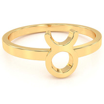 Taurus Zodiac Sign Ring In Solid 14k Yellow Gold - £159.58 GBP