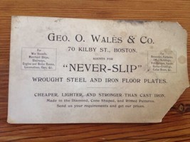 Antique Victorian Business Trade Card Boston MA Wales Iron Floor Plates Kilby St - £13.34 GBP