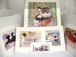 Ducks Souvenir Sheet w Signed Numbered Prints by Artist Michael Warren F... - £73.52 GBP