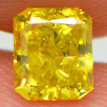Fancy Yellow Radiant Cut Diamond Natural SI1 Loose Enhanced Certified 0.76 Carat - £611.07 GBP