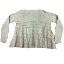 Carolyn Taylor Womens Mock Sweater Shoulder Wrap Beige Eyelet No Neck Knit S - £15.63 GBP