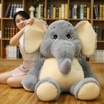 Plush Elephant Toy Big Grey Stuffed Floppy Ears Mascot Animal Gift For Children - £22.89 GBP+