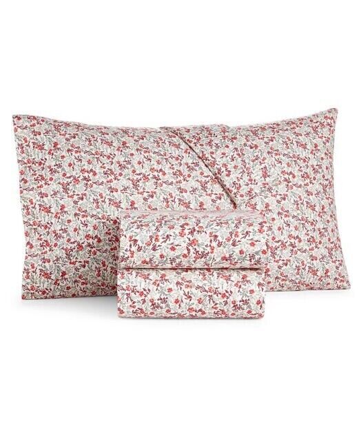 3PC Martha Stewart Collection Holiday Printed Twin Sheet Set, Ditsy Floral - £110.12 GBP