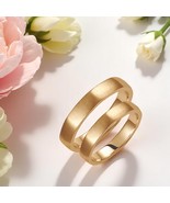 Asymmetrical Wedding Band Set,  3.5mm Wedding Bands Set, Matte Gold Ring... - $11,828.29 MXN+