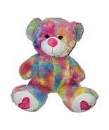 Inter-American Tie Dye 17&quot; Teddy Red hearts feet Plush Stuffed Animal - $13.11