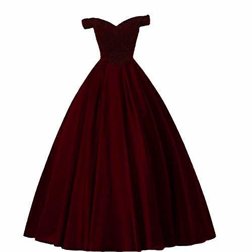 Off The Shoulder Pearls Long Corset Prom Dress Formal Evening Gown Burgundy US 4