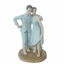 Wedding Cake Topper figurine Weddingstar embrace Beach sand ceramic brid... - $29.65