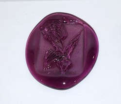 Vintage Flower Art Glass Amethyst 4 1/4&quot; SUNCATCHER/ORNAMENT~BLENKO Kosta Boda~ - £26.83 GBP