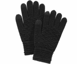 Steve Madden Women&#39;s Zigzag iTouch Touchscreen Gloves, Black Metallic - £9.48 GBP