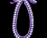 Purple And White Braided 4 Ribbon Graduation Gift Lei Hand Made 2” Wide - £14.20 GBP