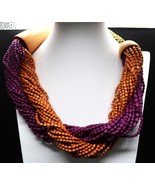 Vtg Wood Beaded Thick Twisted Abstract Chunky Necklace Colorful - $24.99