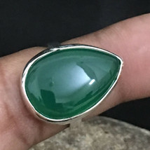 925 Sterling Silver Green Onyx Handmade Ring SZ H to Y Festive Gift RS-1179 - £29.37 GBP