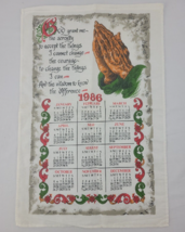 Serenity Linen Towel Tea Praying Hands Prayer Religious Peace Calendar Vtg 1986 - $8.95