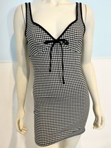 Urban Outfitters Black and White Checked Sleeveless V Neck Pencil Dress Sz S - £22.01 GBP