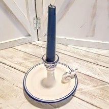 Raul Talavera Pottery Ceramic Candlestick Chamber Candle Holder White/Blue  - £8.37 GBP
