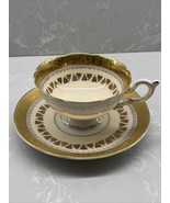 RARE VINTAGE FOLEY  GOLD AND TRIANGLE GOLD PLATED  CUP &amp; SAUCER, TEACUP - £78.10 GBP