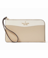 New Kate Spade Lucy Colorblock Leather Medium L-zip Wristlet Light Sand ... - $51.92 CAD