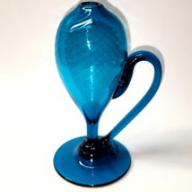 Beautiful Art Glass Oil Lamp With Swirled Neck &amp; Body - Aqua-Teal, Witho... - $42.36 CAD
