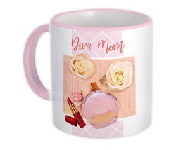 Diva Mom : Gift Mug Perfume Rose Lipstick Decor Mother - £12.50 GBP