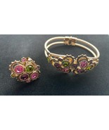 Vintage Sarah Coventry Austrian Lite Cuff Bracelet and Adjustable Ring 1970s - $46.57