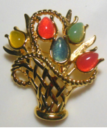Vtg. Signed Trifari Multi-color Fruit Salad Flower Basket Brooch 1.7/8&quot; ... - $103.01 CAD