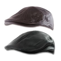 Oiled Leather Flat Cap Newsboy Hat Ivy Driving Golf S M L XL Gatsby Steampunk - £31.96 GBP