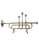 Vintage Trumpet 3 Candlestick Holder Music Room Décor Heavy Metal 22x12.5in - $49.36 CAD