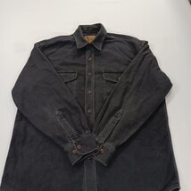 St John's Bay Men's Black Heavyweight Long Sleeve Cotton Shirt Pockets Sz Medium image 14