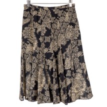 Kasper Womens Skirt 4 Womens Flare Black Tan Twirl Paisley Knee Length L... - £15.71 GBP
