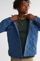 BDG Flannel Quilted Hooded Shirt Jacket Color Sky (Size Medium) NEW W TAG - £62.98 GBP