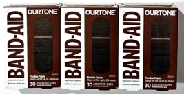 3 Packs Of 30 Band-Aid Ourtone BR65 Flexible Fabric - £20.90 GBP