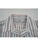 vintage long sleeve button down striped men&#39;s shirt 16.5 Mikael York brand  - $19.75