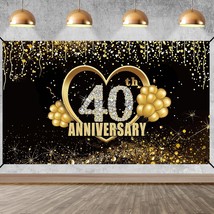 Happy 40Th Anniversary Banner Backdrop Decorations, Large 40 Wedding Anniversary - £17.27 GBP