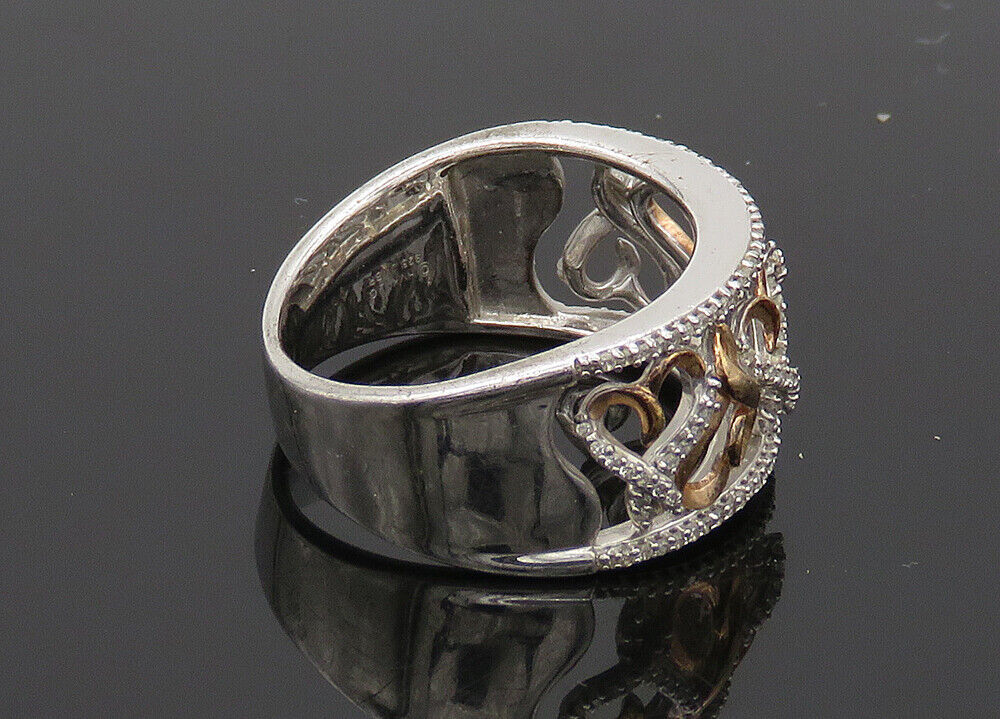925 Silver - Vintage Shiny Genuine Diamonds Love Hearts Band Ring Sz 7 - RG20863 Item image 4
