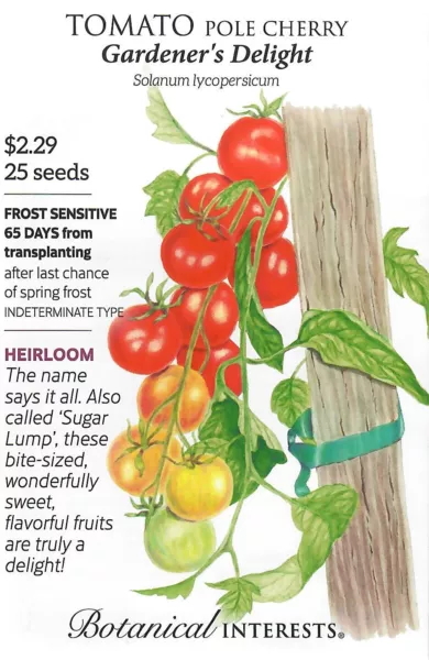 Tomato Pole Cherry Gardner&#39;S Delight Vegetable Seeds Botanical Interests 12/24 F - £7.21 GBP