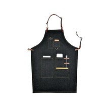 Raw Denim Bib Aprons With Leather Straps For Women and Men - £34.59 GBP