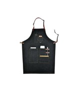 Raw Denim Bib Aprons With Leather Straps For Women and Men - £34.45 GBP