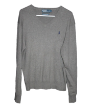 Polo Ralph Lauren Men&#39;s V-Neck Pima Cotton Sweater Gray Size Large L - £21.23 GBP
