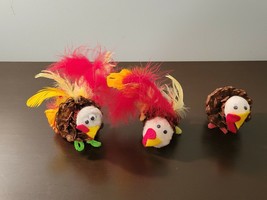 Handmade Decorated Real Pinecone Thanksgiving Turkey &amp; Chick Decoration ... - £7.74 GBP