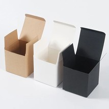 Caja Regalo Cuadrada Kraft Papel Plegabl Negra Marrón Propuesta Fiesta Cumpleaño - £15.97 GBP+