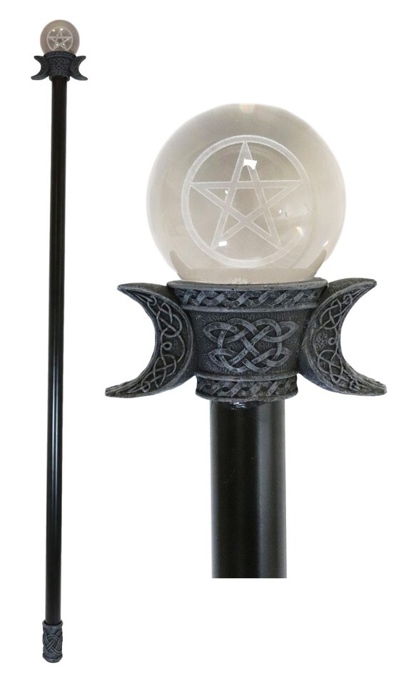 Triple Goddess Sacred Moon Pentagram Star LED Glass Decorative Prop Swag... - $44.99