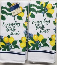 2 Same Printed Microfiber Towels (15&quot;x25&quot;) LEMONS, EVERYDAY IS A FRESH S... - £8.53 GBP